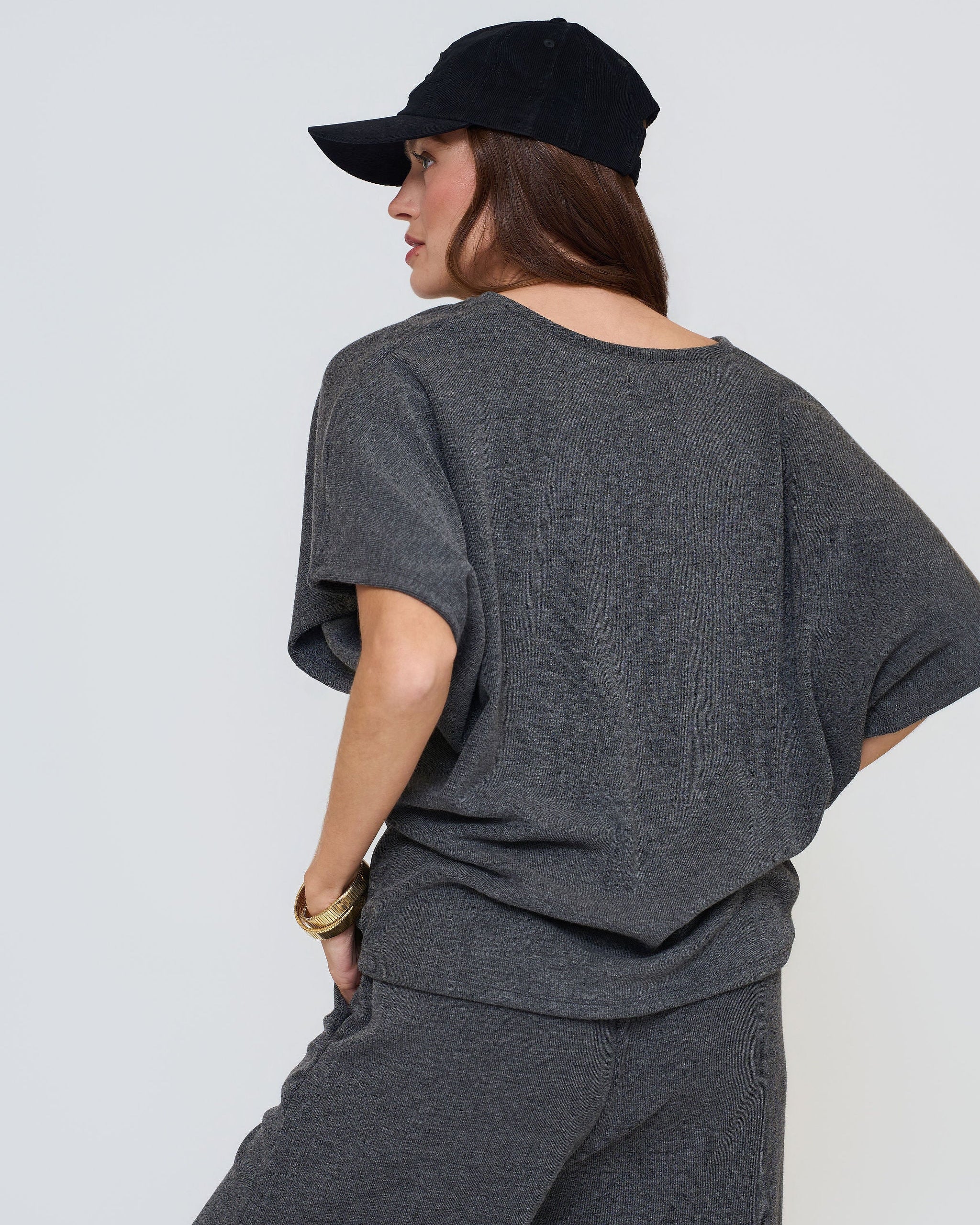 TheKno women’s contemporary short-sleeve top with soft textured finish