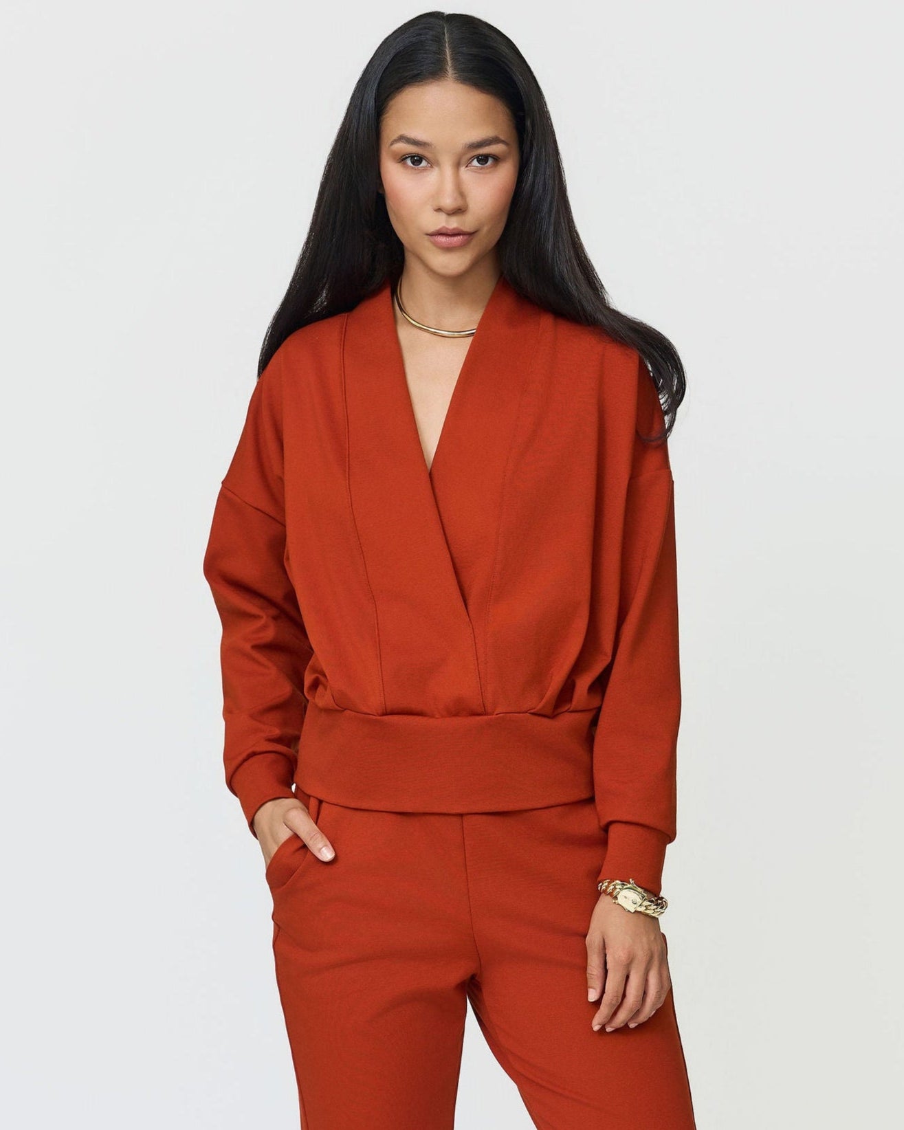 Orange Pullover Jogger Set, Sweat Set, Long Sleeve Jogger Set